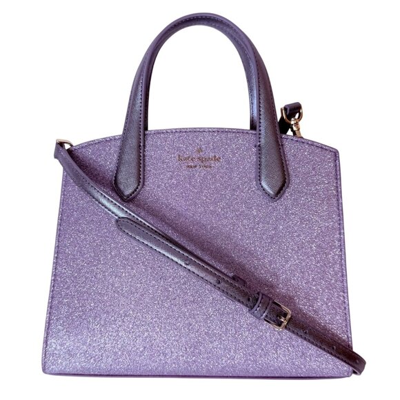 Kate Spade New York Tinsel Lavender Crossbody Handbag Glittery Purse Top Handles